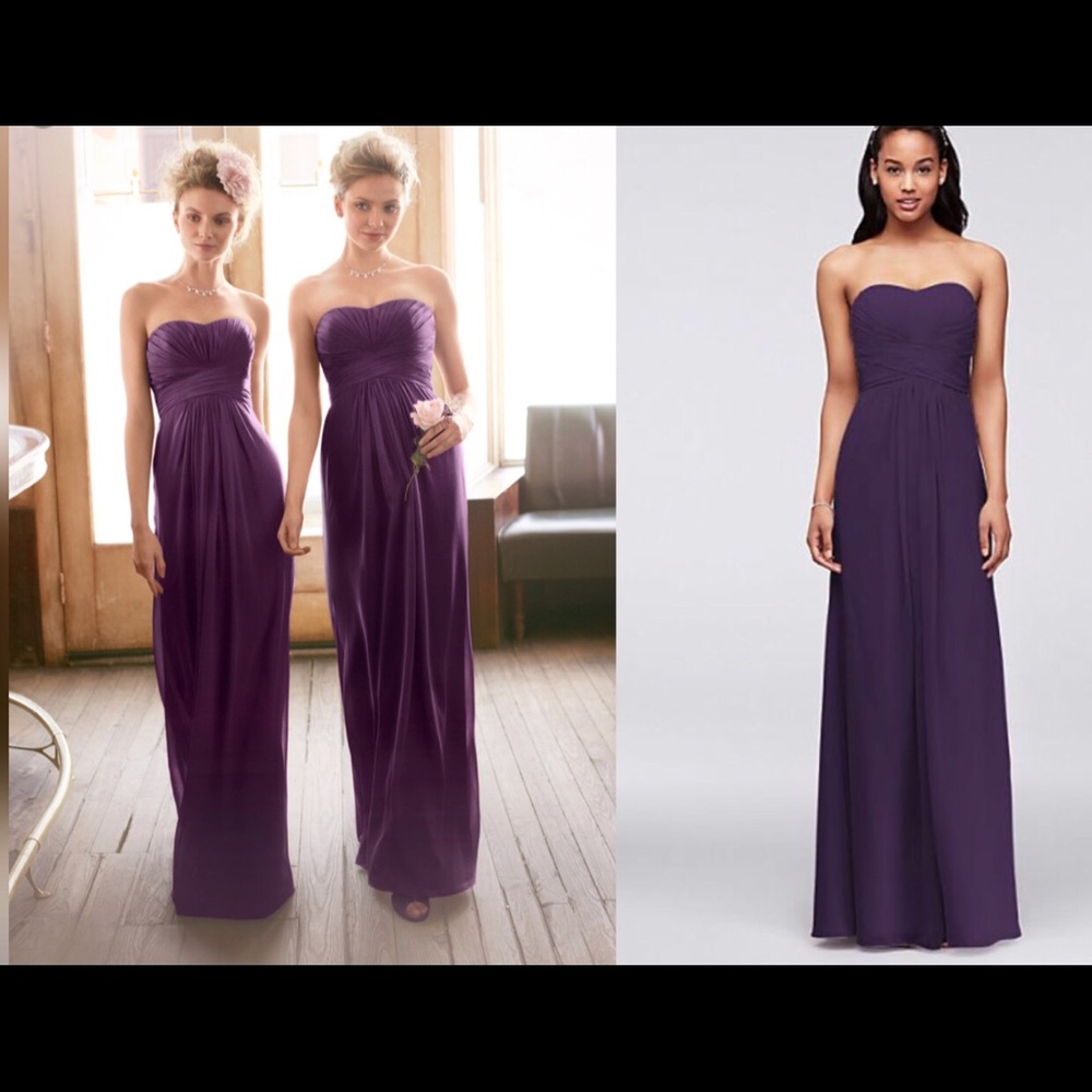 Strapless Chiffon Dress David’s Bridal Purple Long
